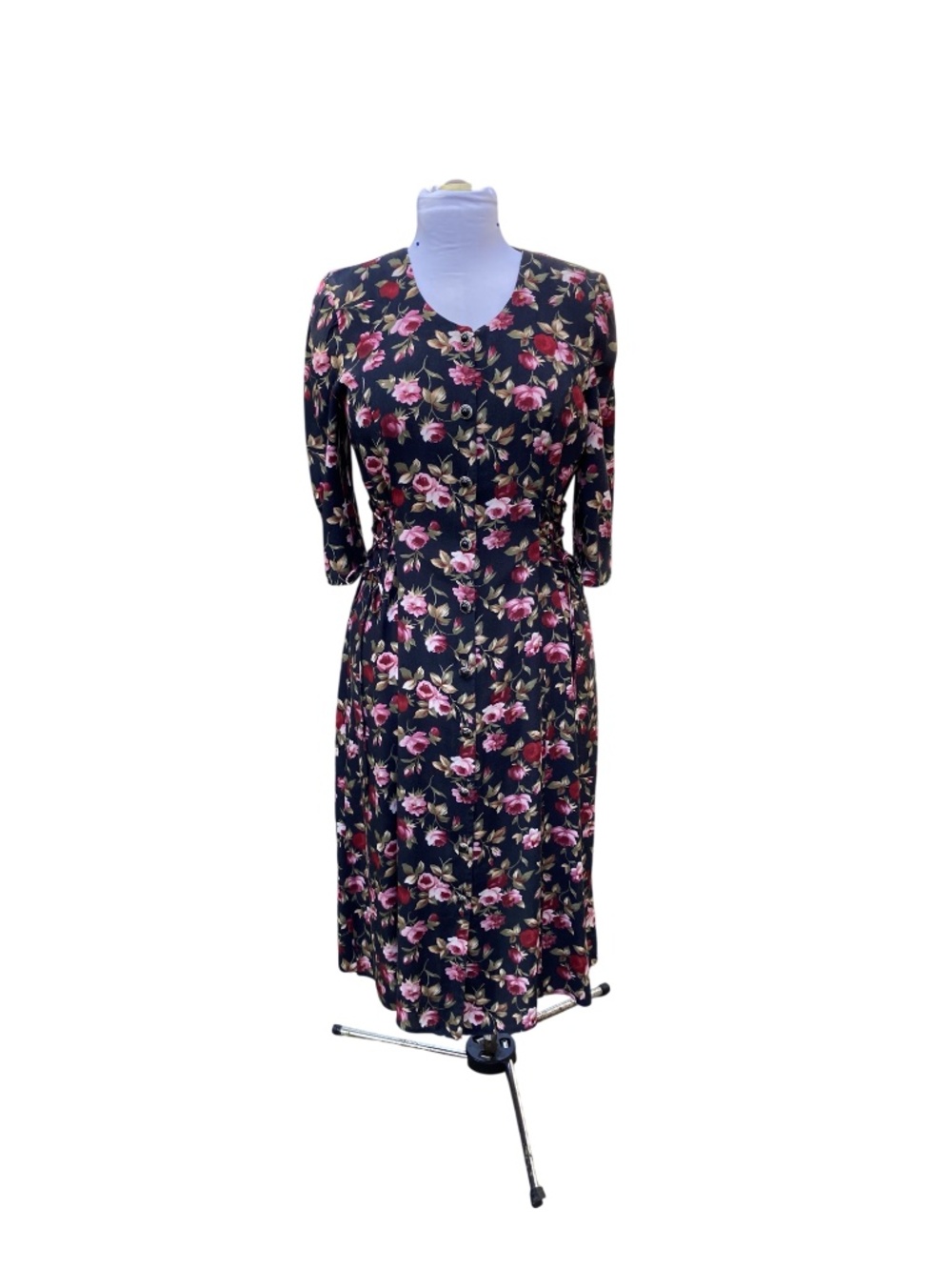Navy Floral Button Up Dress VINTAGE